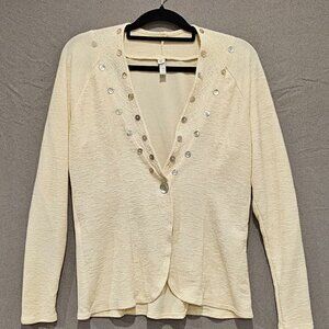 Black Market Vintage Style Cream Womens Top Shirt Coverup Size M